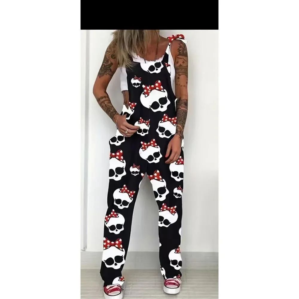 Cute bandanna, skull-girl, overalls with pockets size 4x (20)
